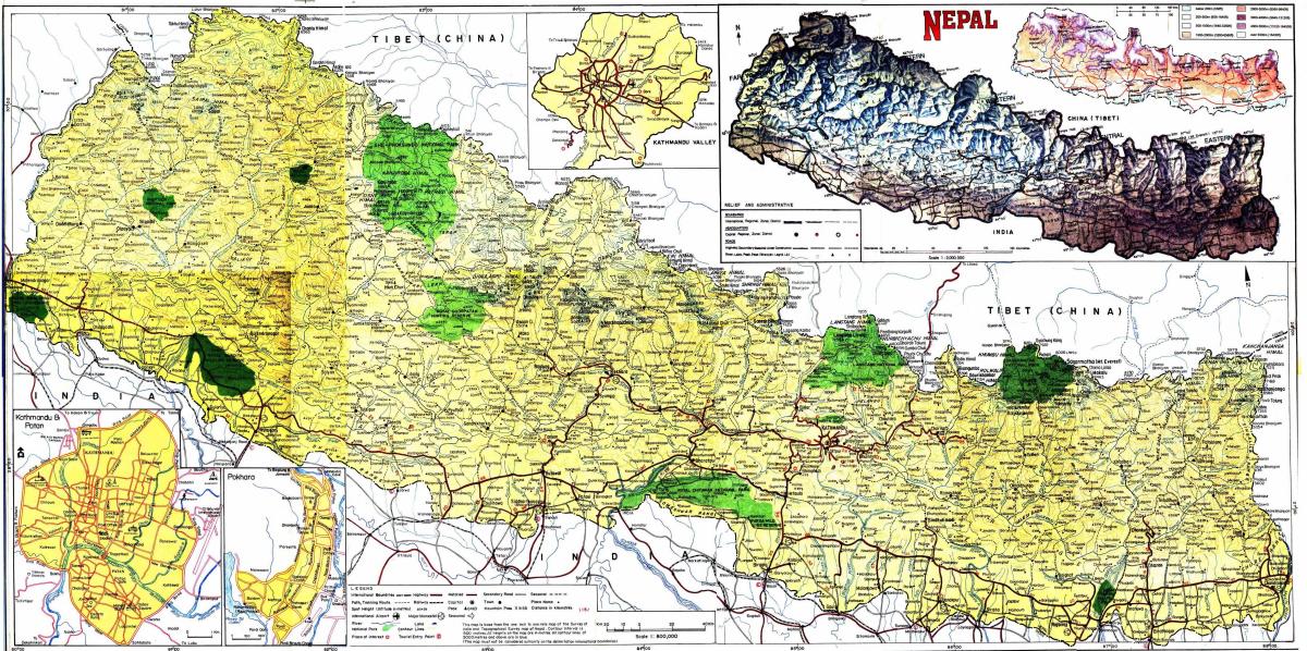 road map of nepal with distance