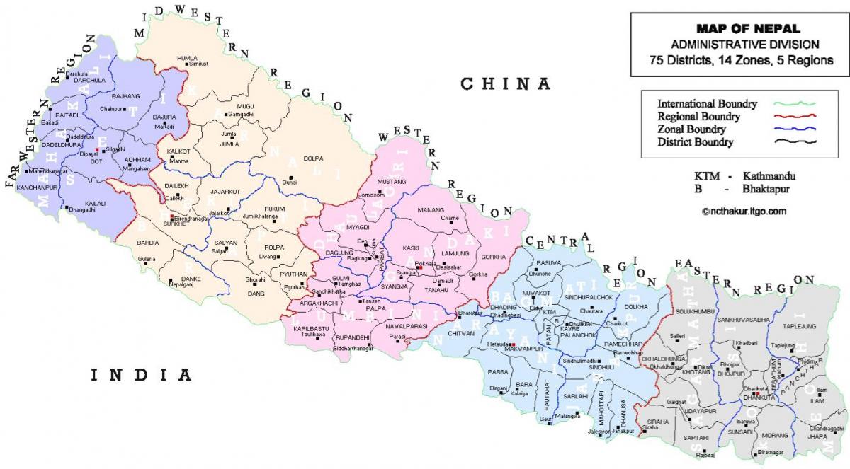 nepal political map with districts