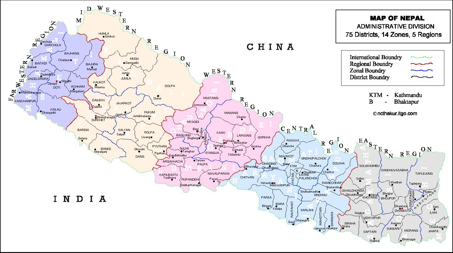 Nepal Ko Naksa 75 Jilla Map Of Nepal With 75 Districts - Nepal 75 District Map (Southern Asia -  Asia)