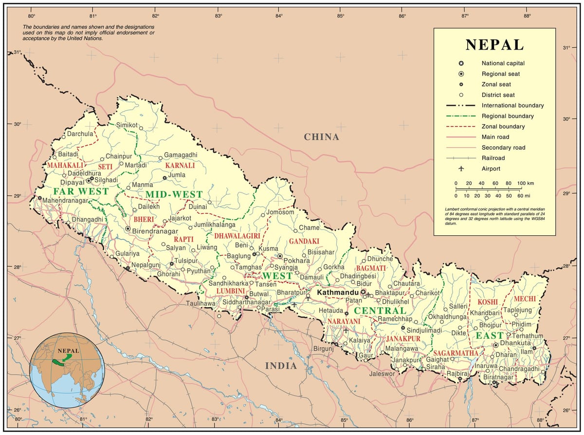 online map of nepal
