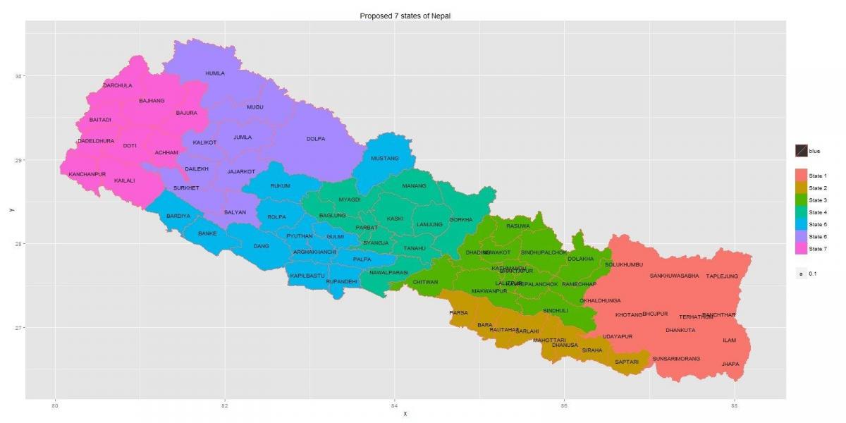 new map of nepal with 7 state