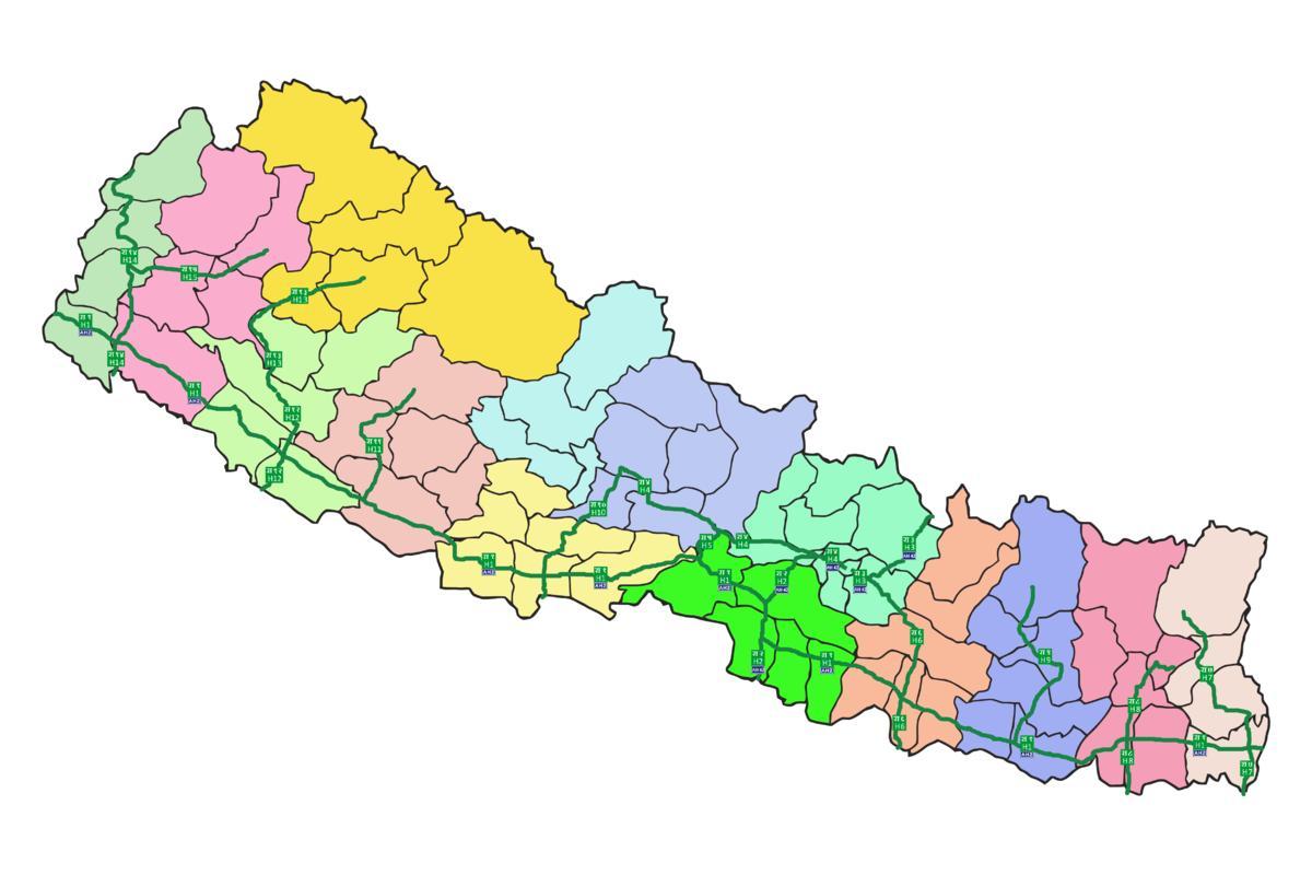 Map of nepal with major highways