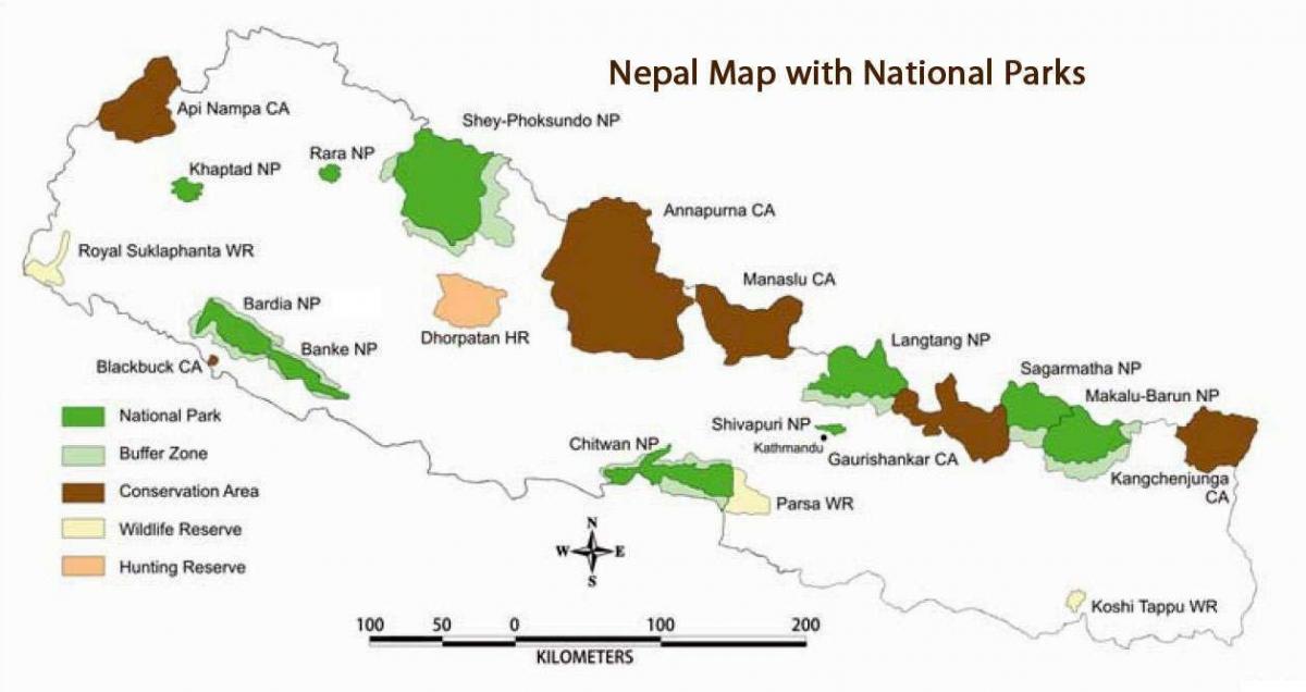 Map of nepal with national parks