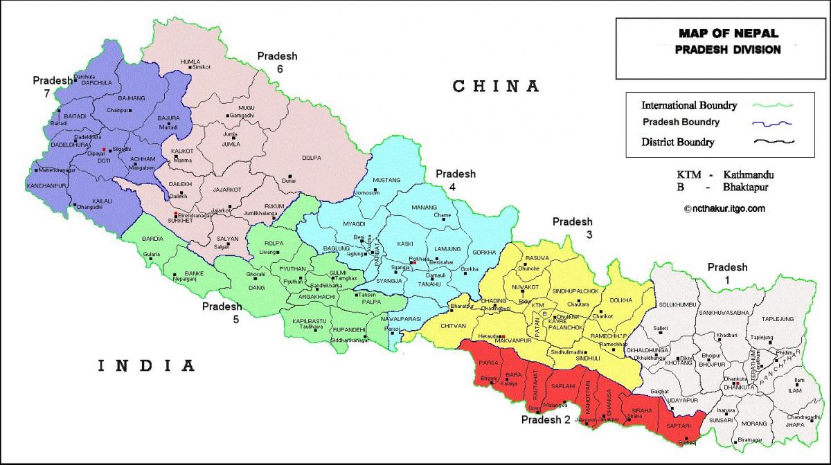 7 pradesh nepal map