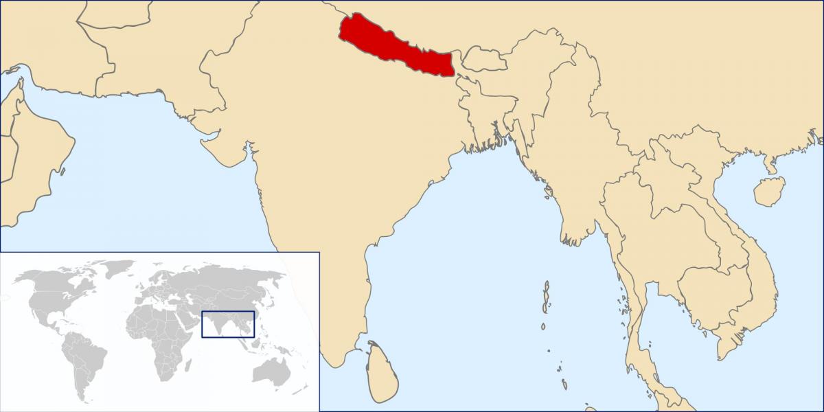 Map of nepal location on world