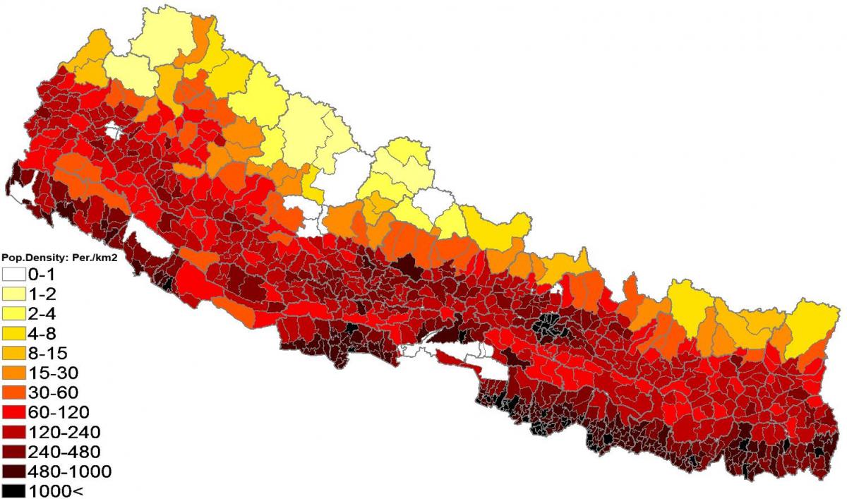 nepal population density map