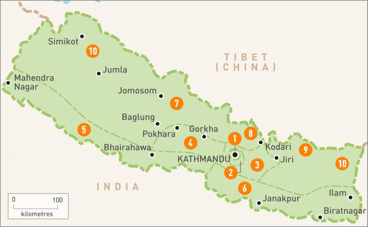 nepal map with regions