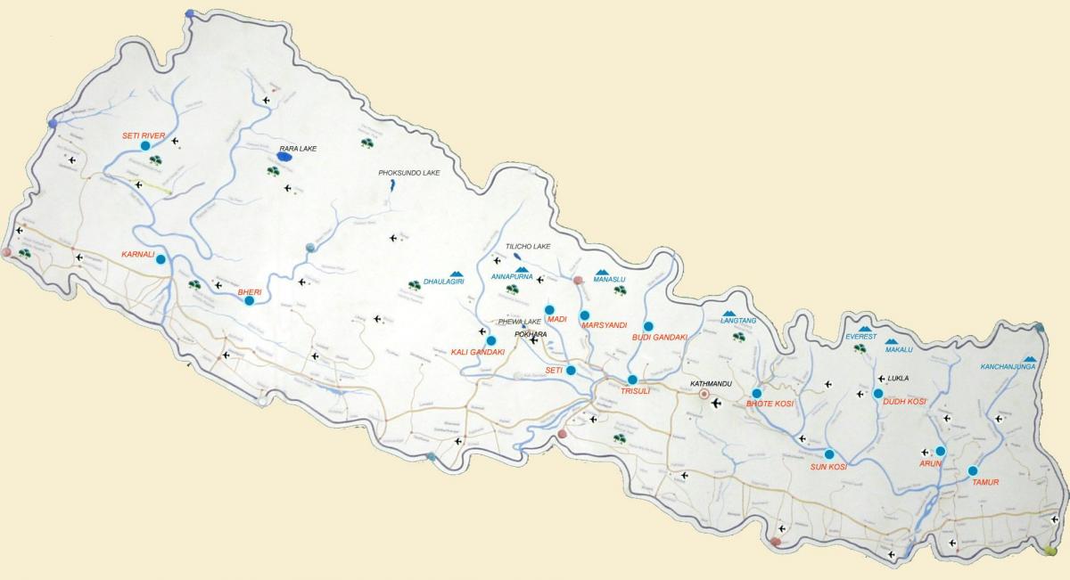 map of nepal showing rivers