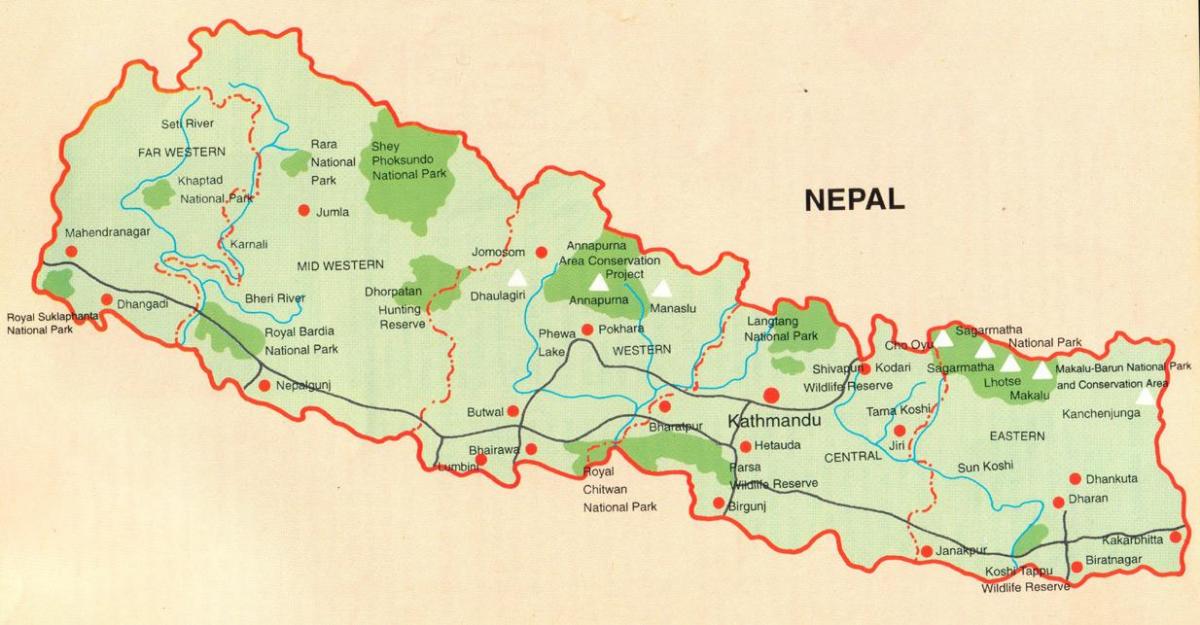 map of nepal with tourist places