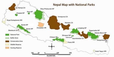 Map of nepal with national parks