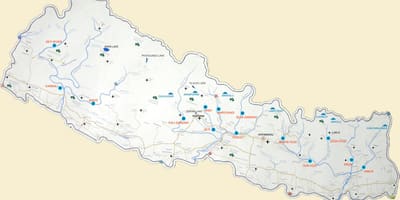 Map of nepal with lakes