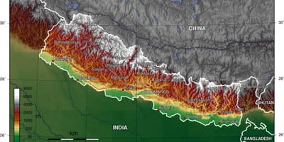 Nepal elevation map
