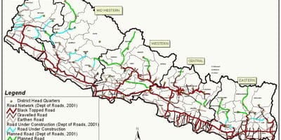Map of nepal fast track road