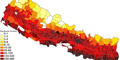 Nepal population density map