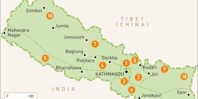 Nepal map with regions