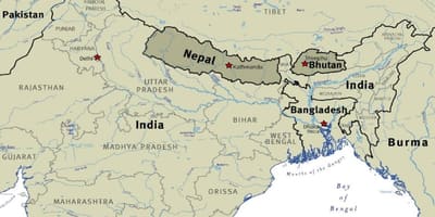 Map of bhutan nepal and tibet
