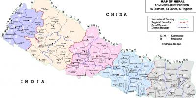 Nepal political map with districts